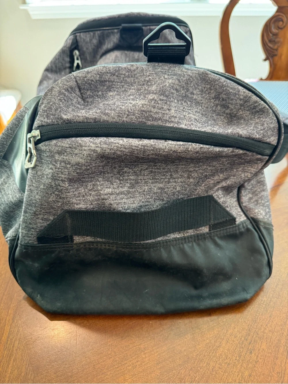 adidas Grey Heather Duffel with Black Logo and Trim